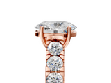 Rose gold Oval Cut Diamond Pavé Band Solitaire with Four-Prong Setting_29