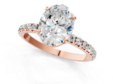 Rose gold Oval Cut Diamond Pavé Band Solitaire with Four-Prong Setting_7