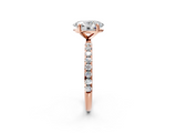 Rose gold Oval Cut Diamond Pavé Band Solitaire with Four-Prong Setting_8