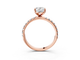 Rose gold Oval Cut Diamond Pavé Band Solitaire with Four-Prong Setting_9