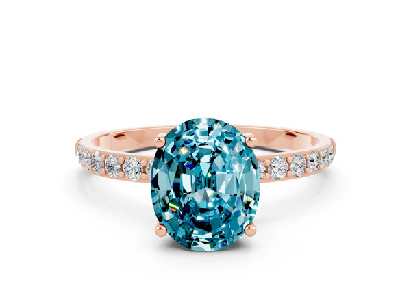Rose gold Oval Cut Diamond Pavé Band with Six-Prong Setting
