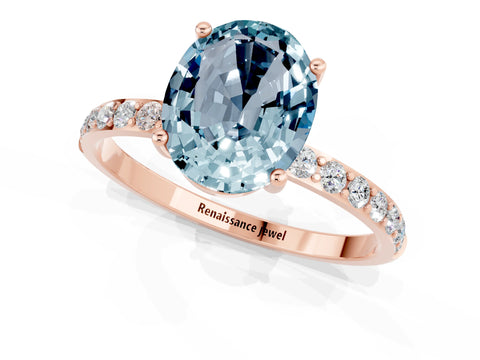 Rose gold Oval Cut Diamond Pavé Band with Six-Prong Setting_1