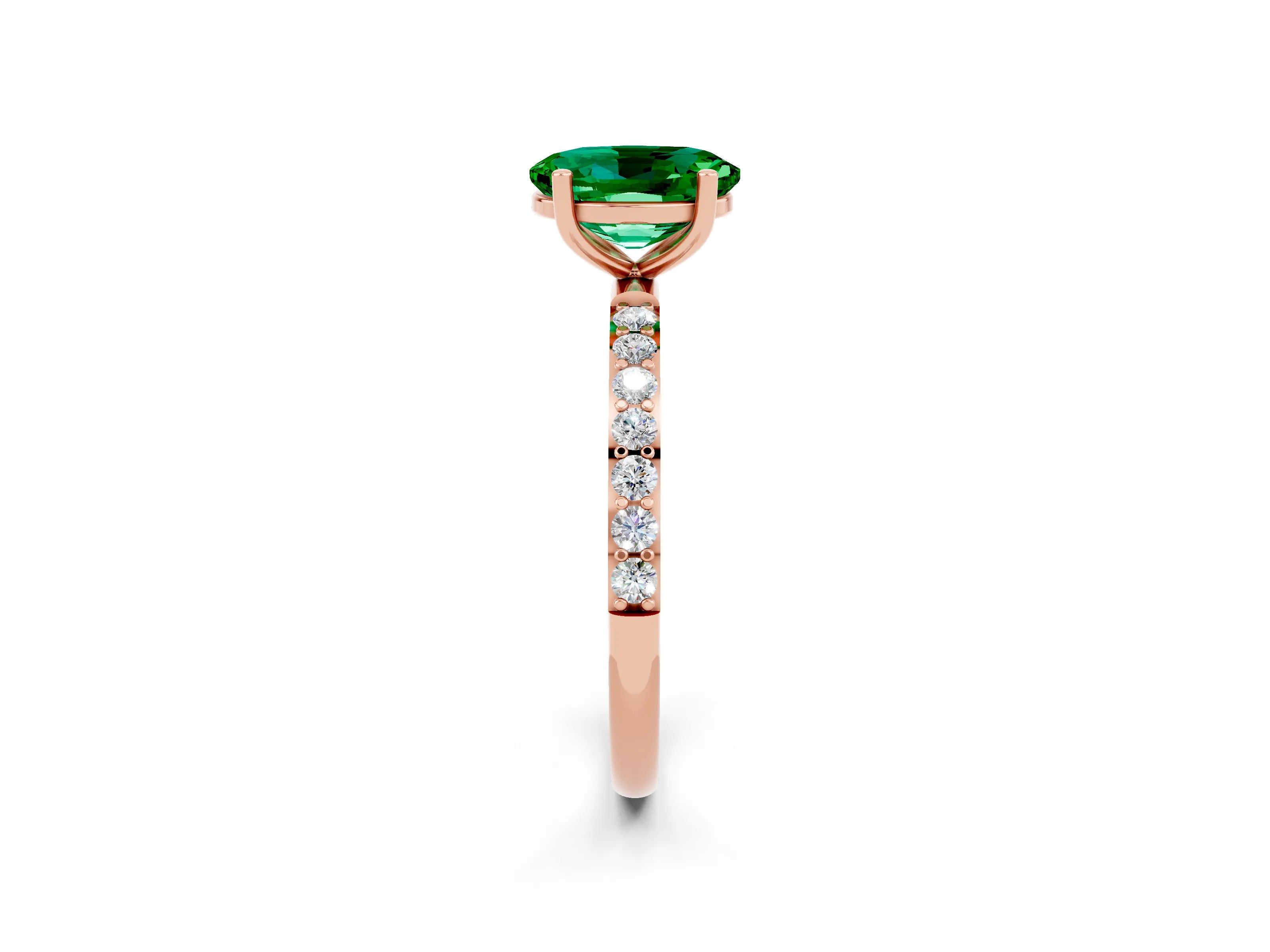 Rose gold Oval Cut Diamond Pavé Band with Six-Prong Setting_2