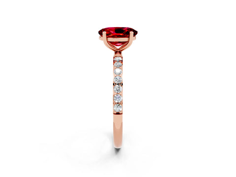 Rose gold Oval Cut Diamond Pavé Band with Six-Prong Setting_2