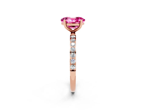 Rose gold Oval Cut Diamond Pavé Band with Six-Prong Setting_2