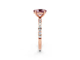 Rose gold Oval Cut Diamond Pavé Band with Six-Prong Setting_2