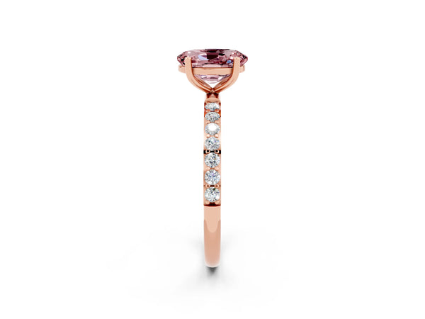 Rose gold Oval Cut Diamond Pavé Band with Six-Prong Setting