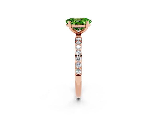 Rose gold Oval Cut Diamond Pavé Band with Six-Prong Setting