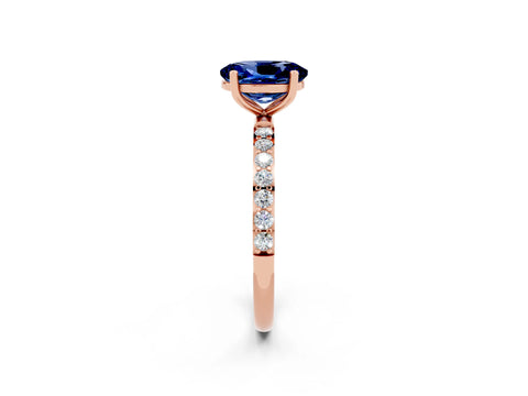 Rose gold Oval Cut Diamond Pavé Band with Six-Prong Setting_2