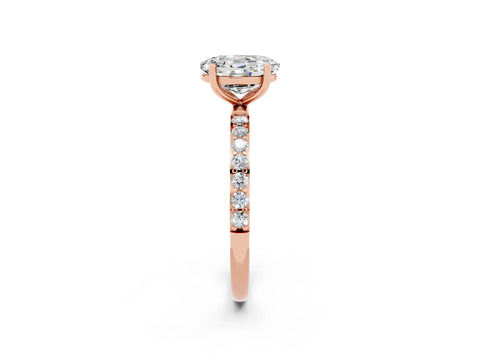 Rose gold Oval Cut Diamond Pavé Band with Six-Prong Setting_2