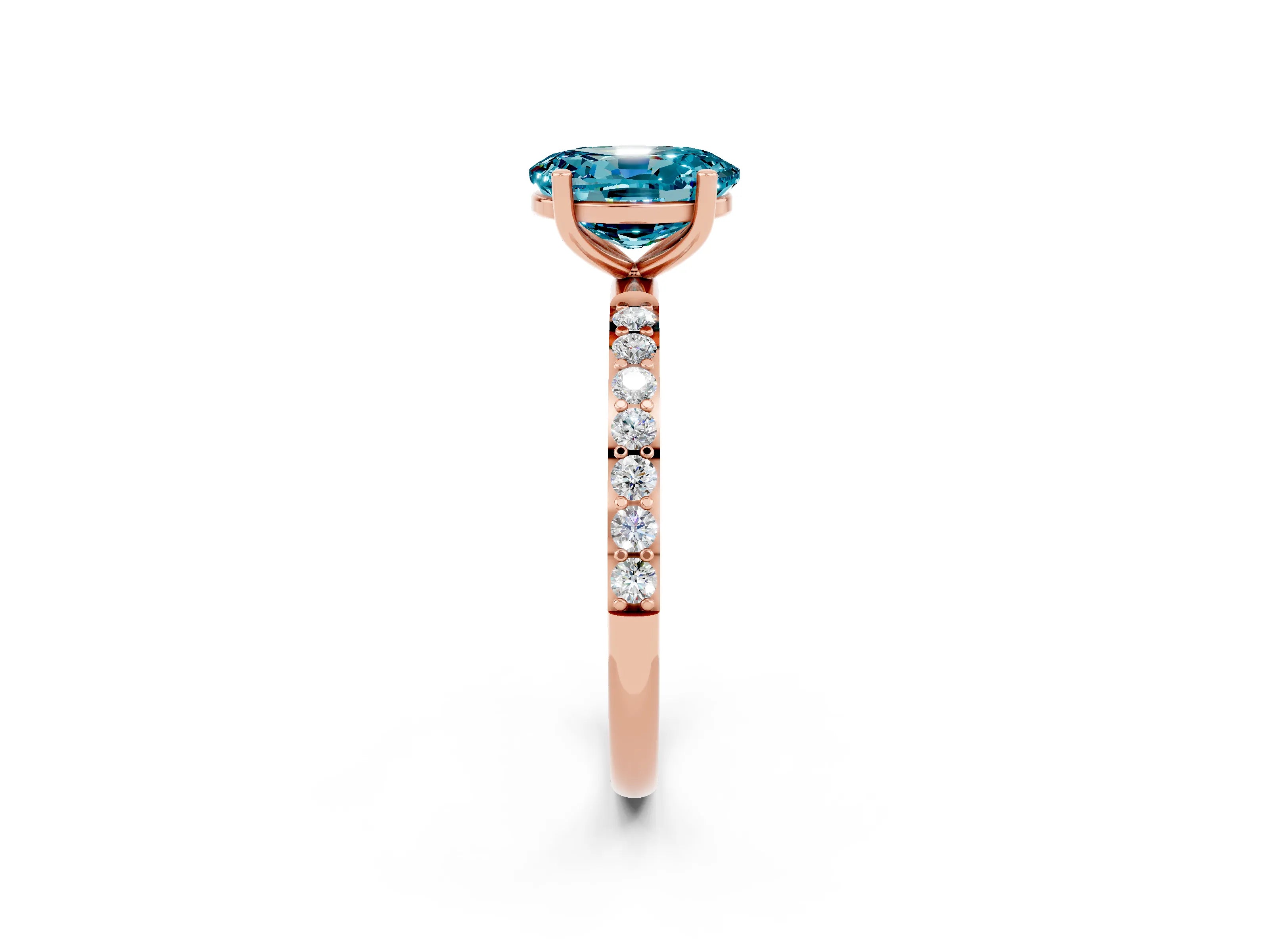 Rose gold Oval Cut Diamond Pavé Band with Six-Prong Setting_2