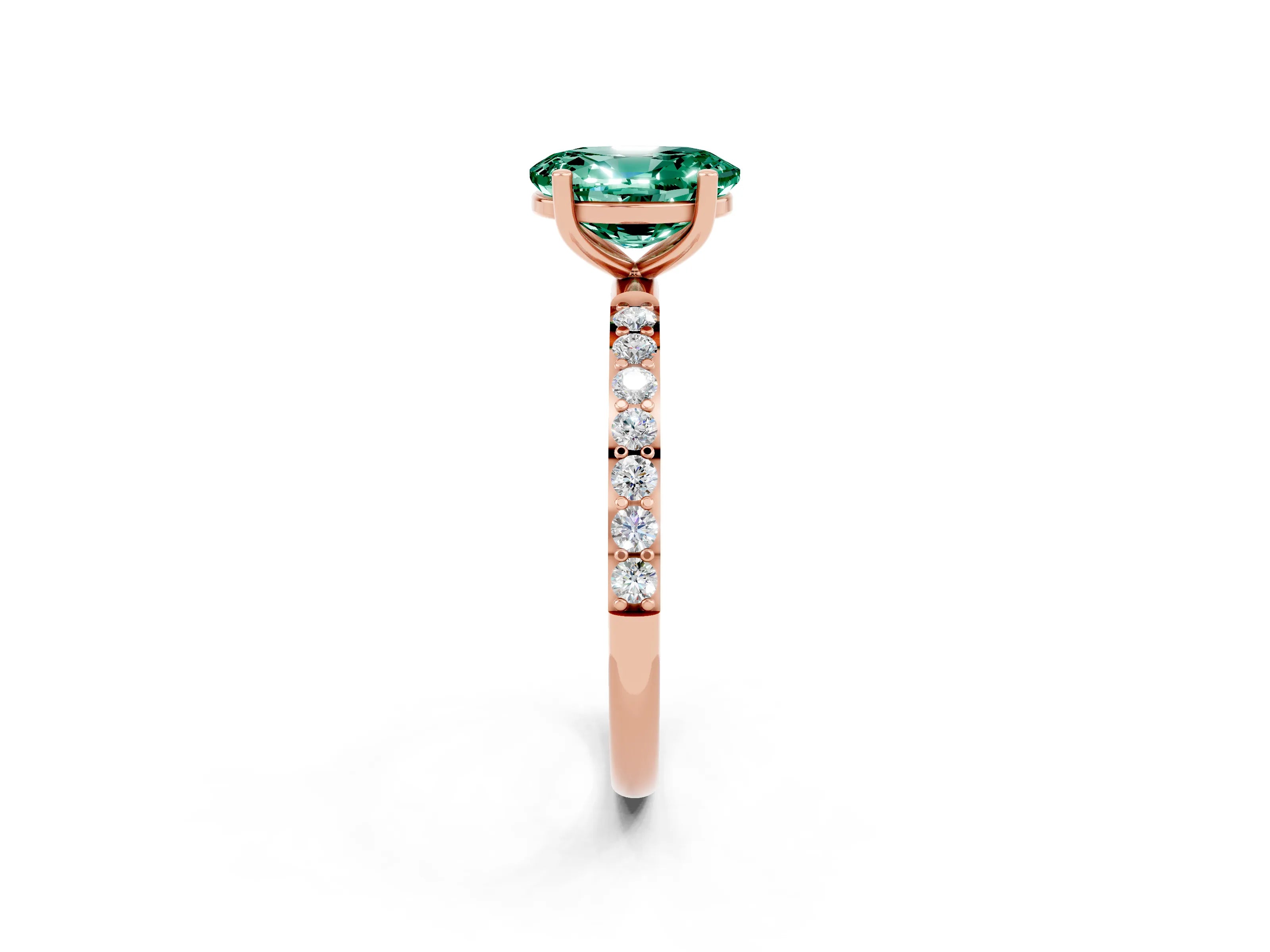 Rose gold Oval Cut Diamond Pavé Band with Six-Prong Setting_2
