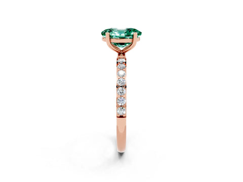 Rose gold Oval Cut Diamond Pavé Band with Six-Prong Setting_2