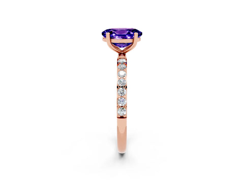 Rose gold Oval Cut Diamond Pavé Band with Six-Prong Setting_2