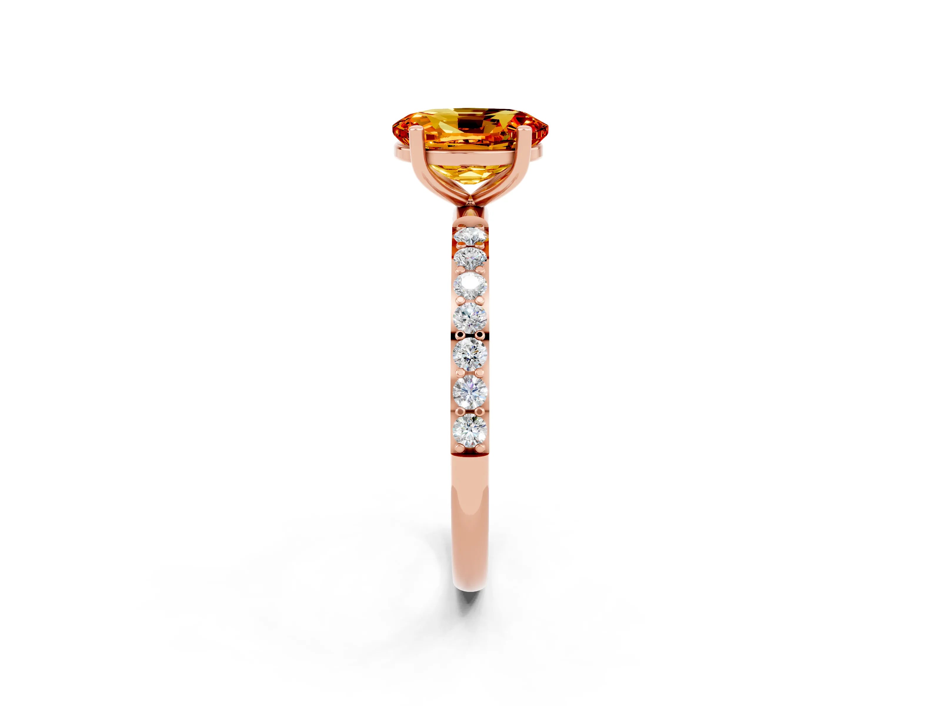 Rose gold Oval Cut Diamond Pavé Band with Six-Prong Setting_2