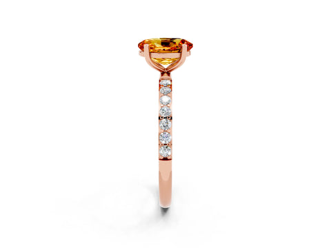 Rose gold Oval Cut Diamond Pavé Band with Six-Prong Setting_2