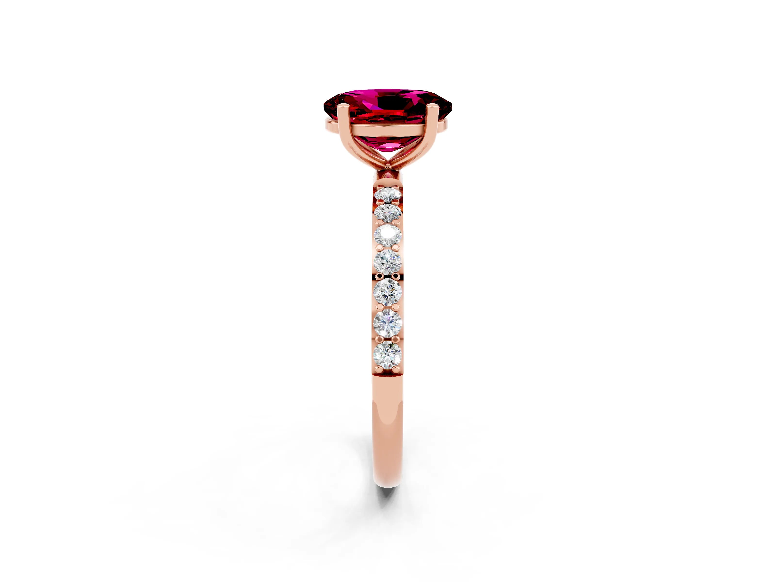 Rose gold Oval Cut Diamond Pavé Band with Six-Prong Setting_2
