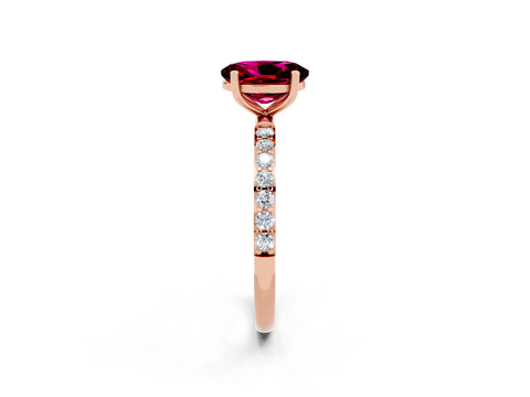Rose gold Oval Cut Diamond Pavé Band with Six-Prong Setting_2
