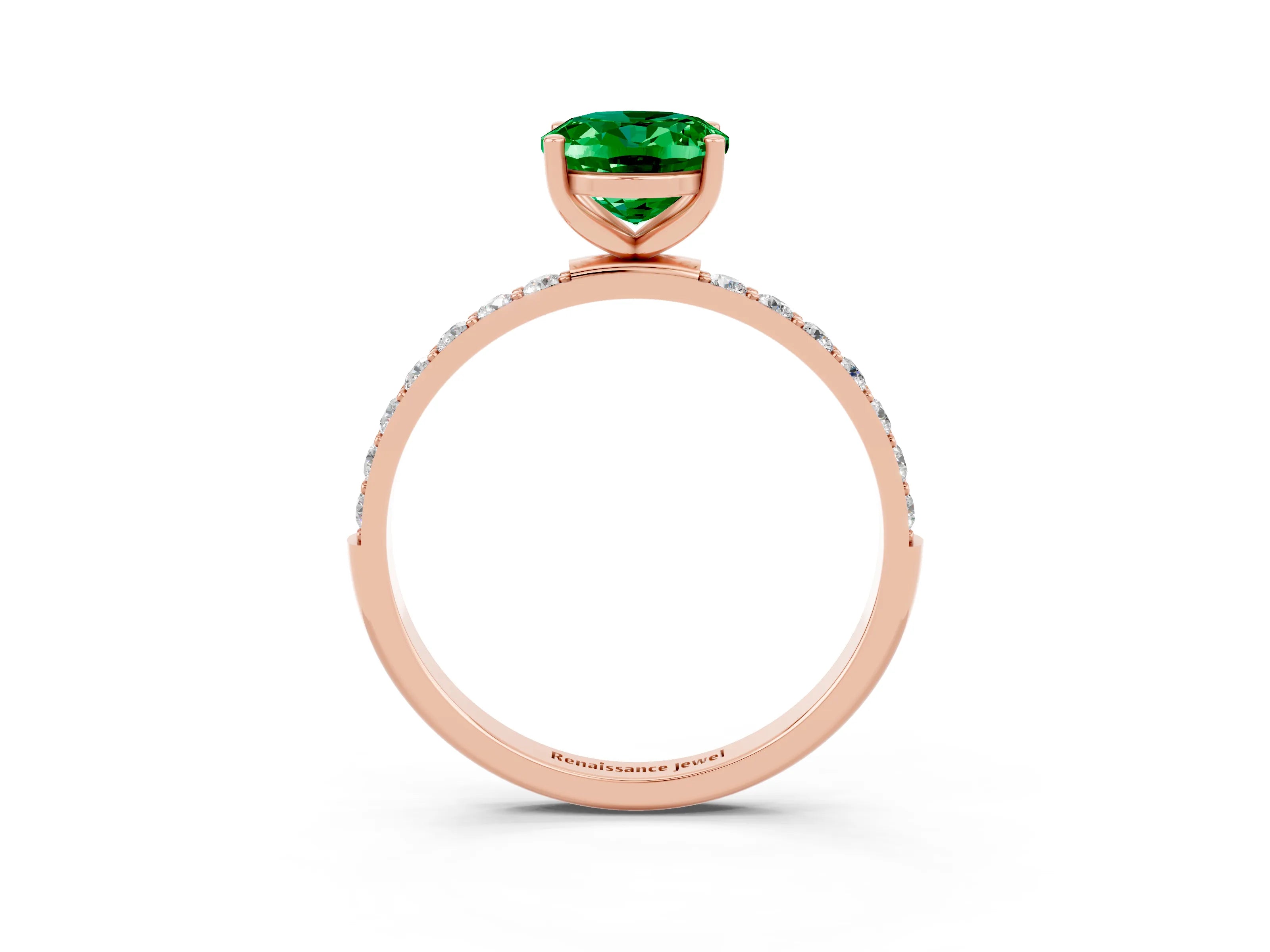 Rose gold Oval Cut Diamond Pavé Band with Six-Prong Setting_3