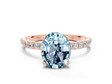 Rose gold Oval Cut Diamond Pavé Band with Six-Prong Setting
