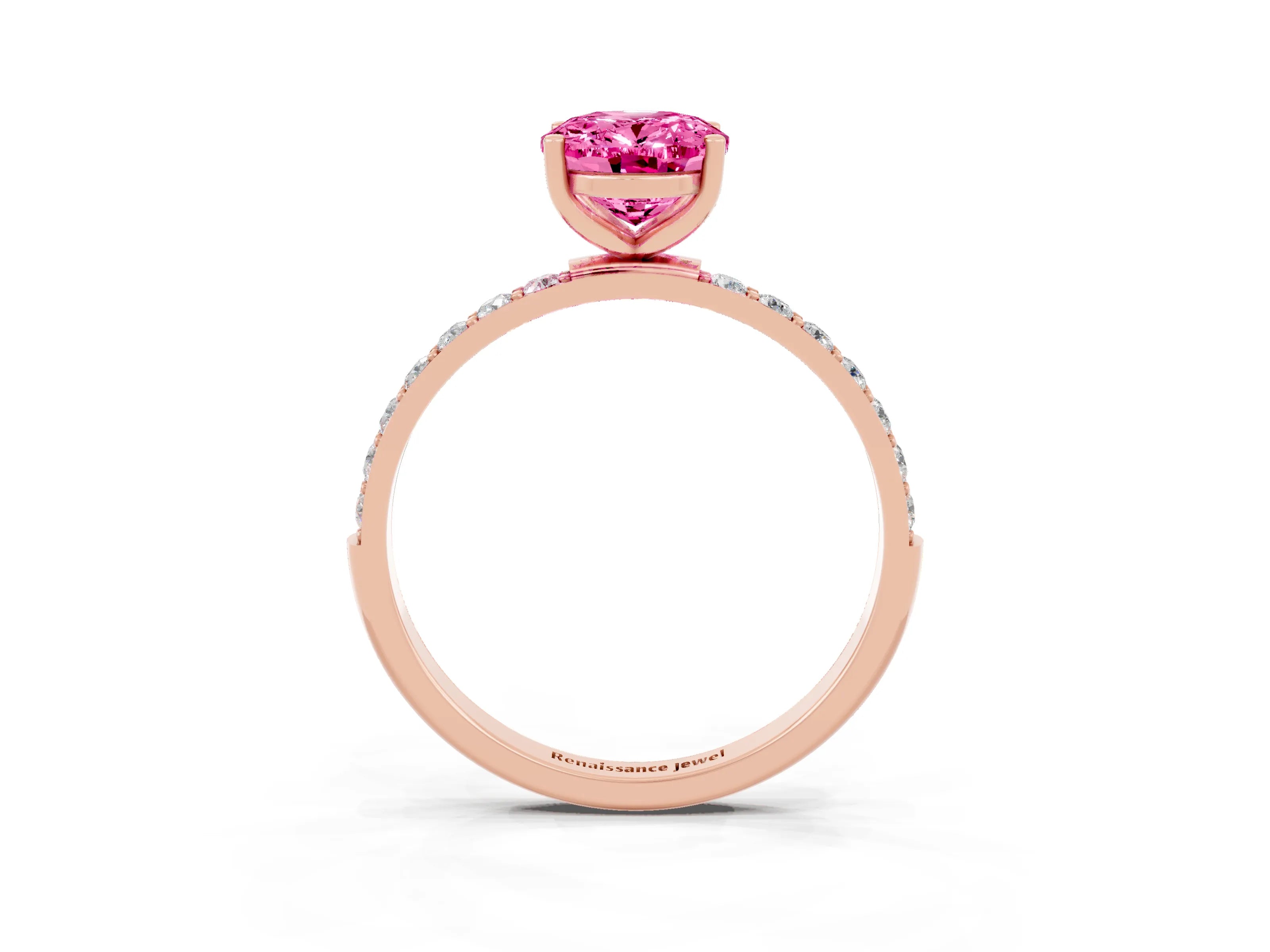 Rose gold Oval Cut Diamond Pavé Band with Six-Prong Setting_3