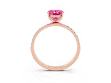 Rose gold Oval Cut Diamond Pavé Band with Six-Prong Setting_3