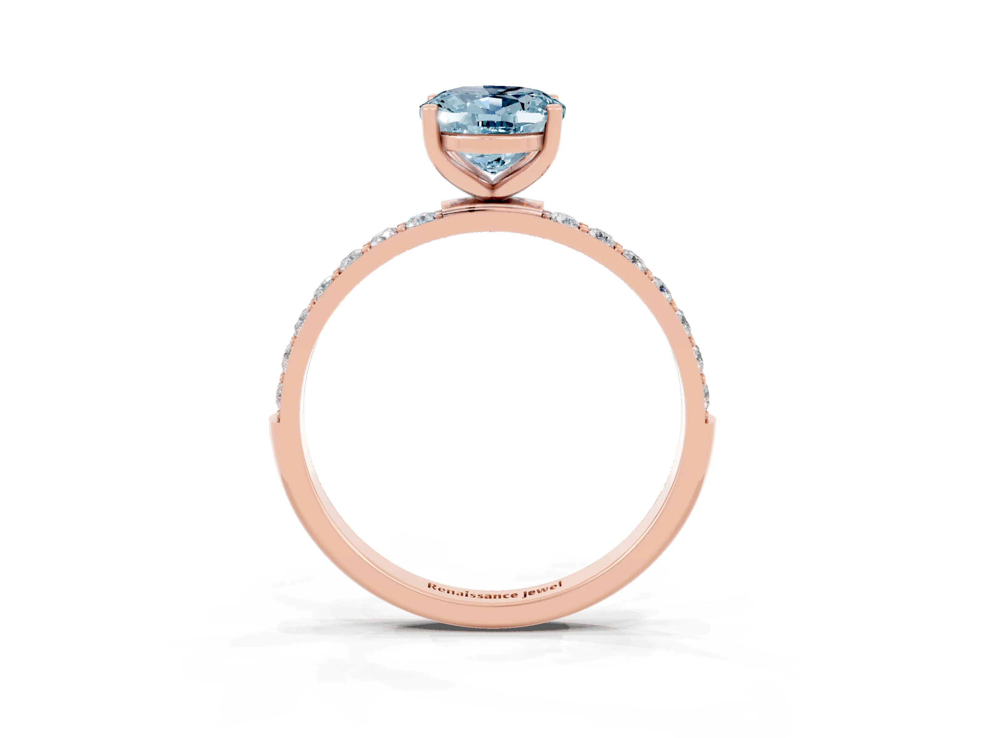 Rose gold Oval Cut Diamond Pavé Band with Six-Prong Setting_3