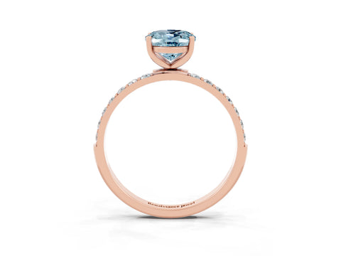 Rose gold Oval Cut Diamond Pavé Band with Six-Prong Setting_3