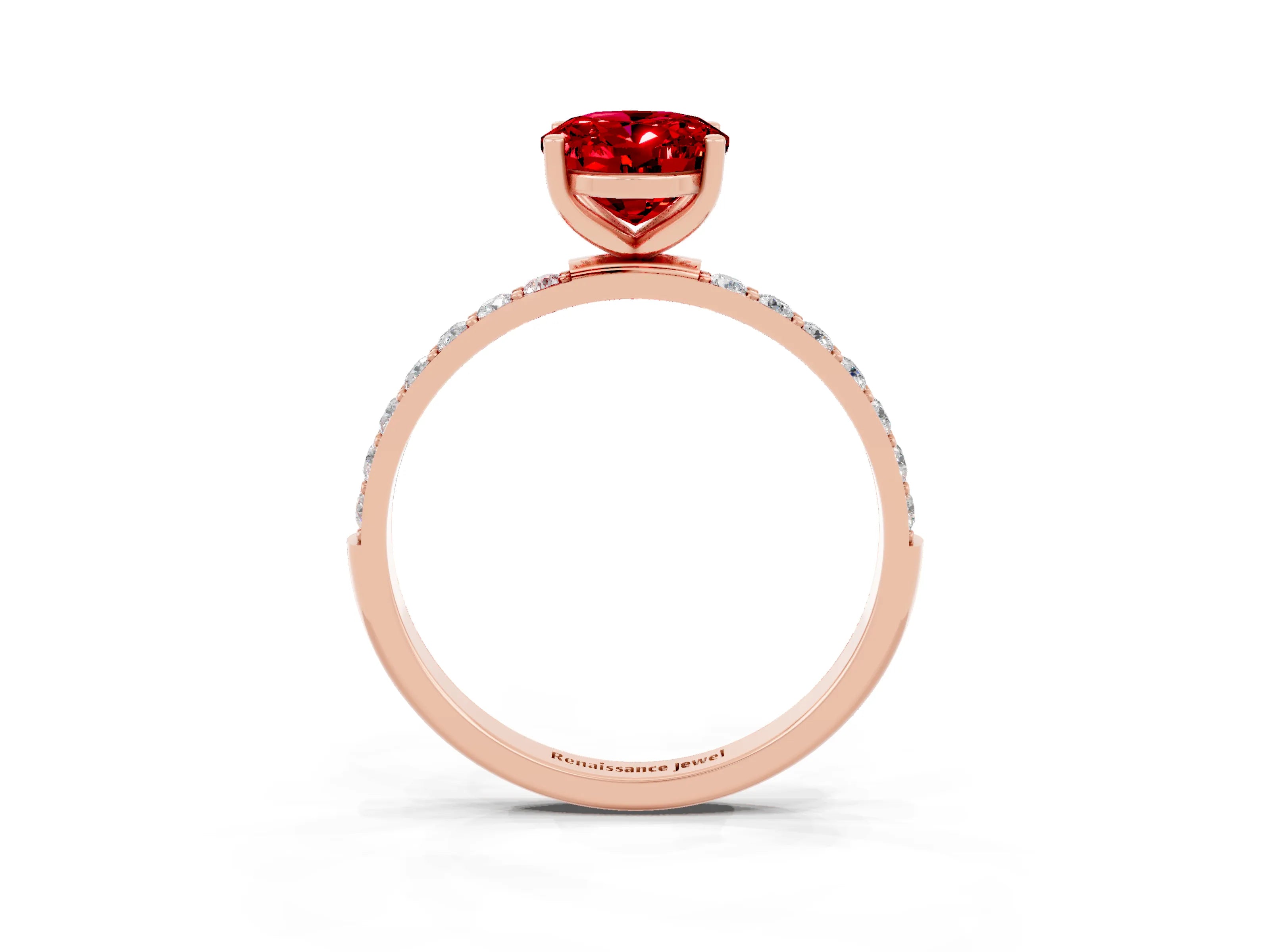 Rose gold Oval Cut Diamond Pavé Band with Six-Prong Setting_3