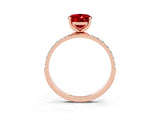 Rose gold Oval Cut Diamond Pavé Band with Six-Prong Setting_3