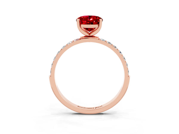 Rose gold Oval Cut Diamond Pavé Band with Six-Prong Setting