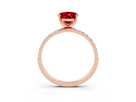 Rose gold Oval Cut Diamond Pavé Band with Six-Prong Setting_3