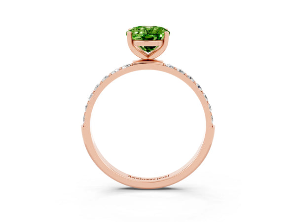 Rose gold Oval Cut Diamond Pavé Band with Six-Prong Setting