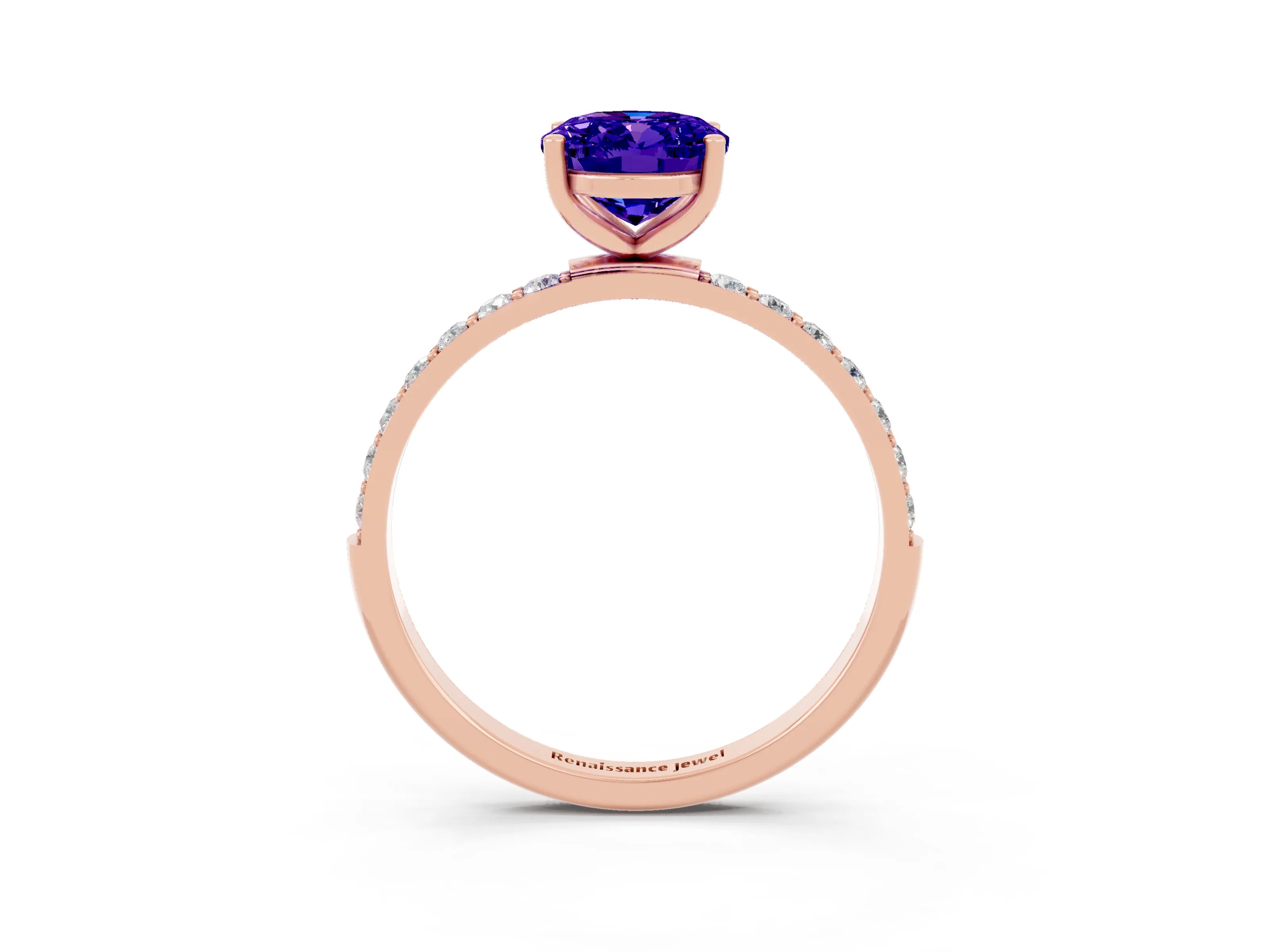 Rose gold Oval Cut Diamond Pavé Band with Six-Prong Setting_3