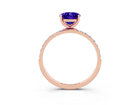 Rose gold Oval Cut Diamond Pavé Band with Six-Prong Setting_3