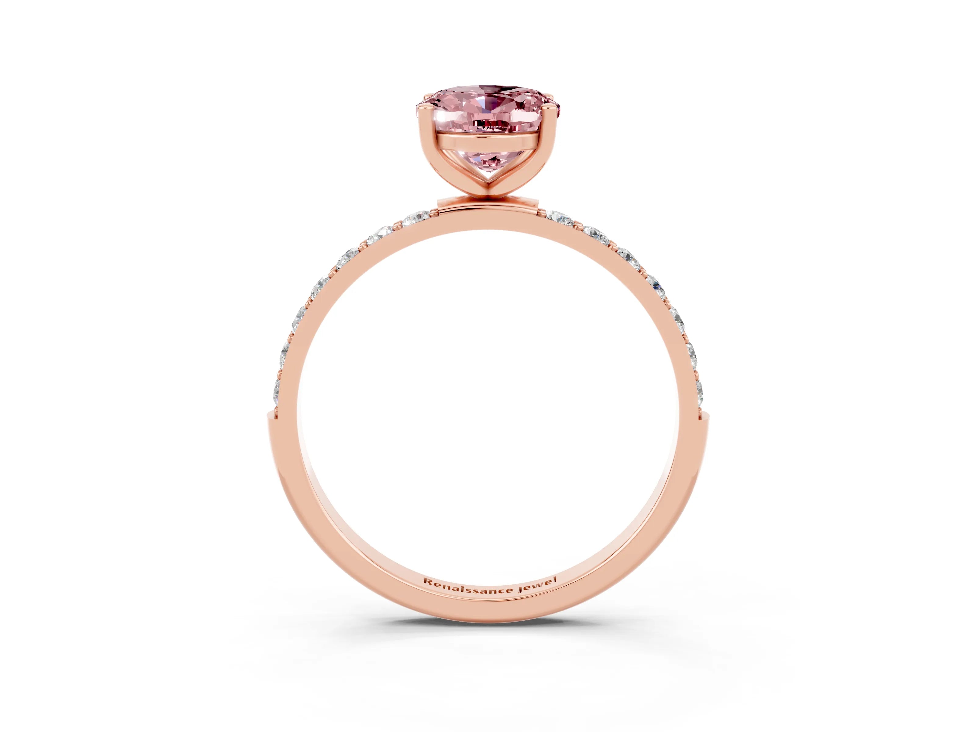 Rose gold Oval Cut Diamond Pavé Band with Six-Prong Setting_3