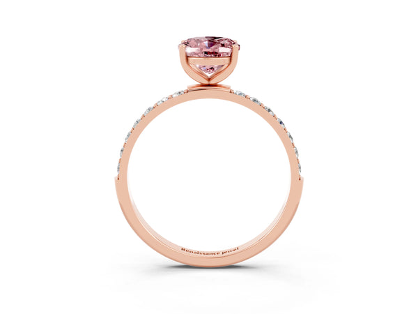 Rose gold Oval Cut Diamond Pavé Band with Six-Prong Setting