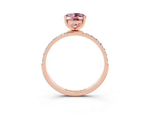 Rose gold Oval Cut Diamond Pavé Band with Six-Prong Setting_3