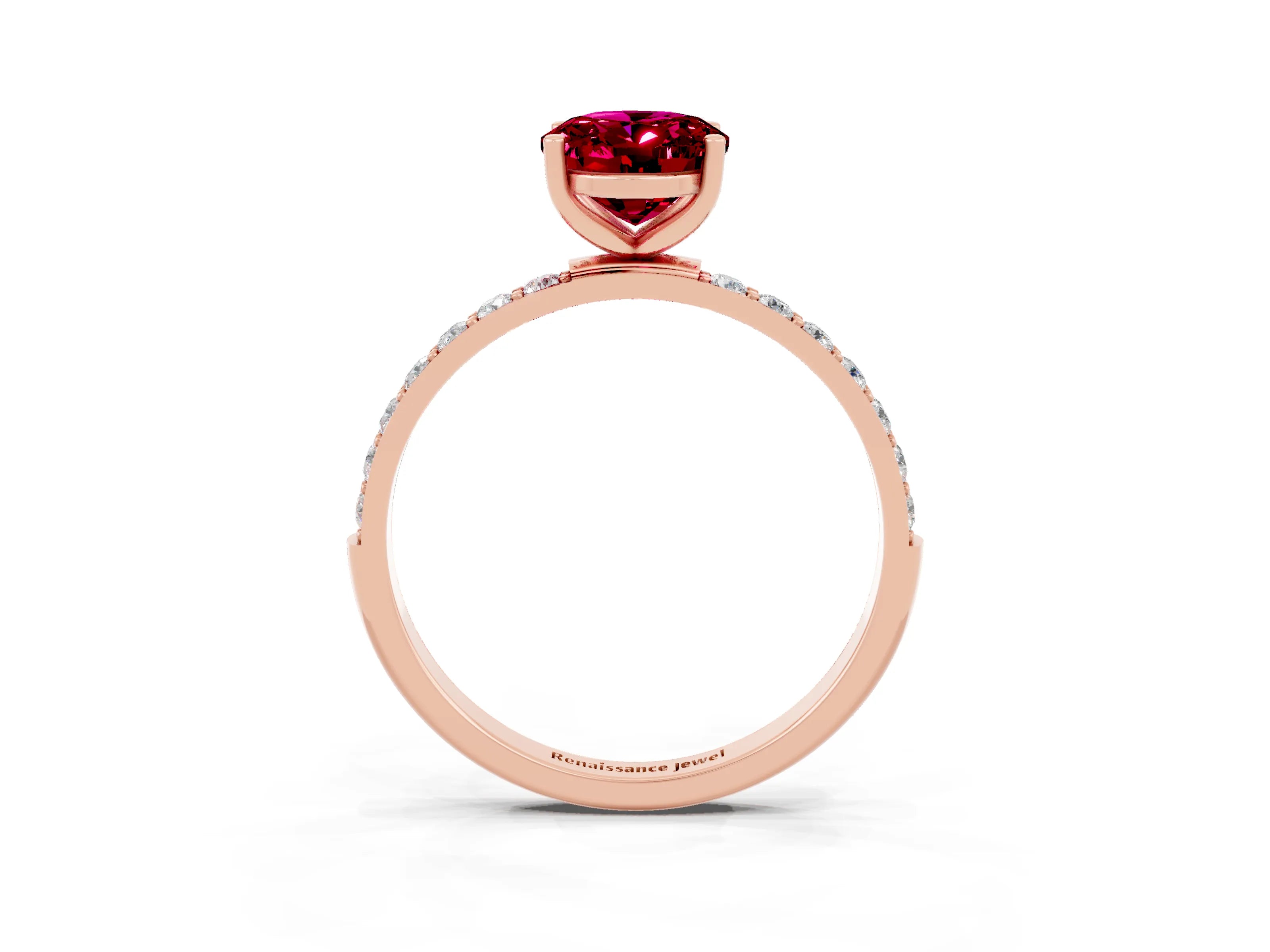 Rose gold Oval Cut Diamond Pavé Band with Six-Prong Setting_3
