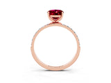 Rose gold Oval Cut Diamond Pavé Band with Six-Prong Setting_3