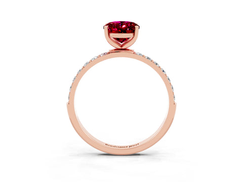Rose gold Oval Cut Diamond Pavé Band with Six-Prong Setting_3