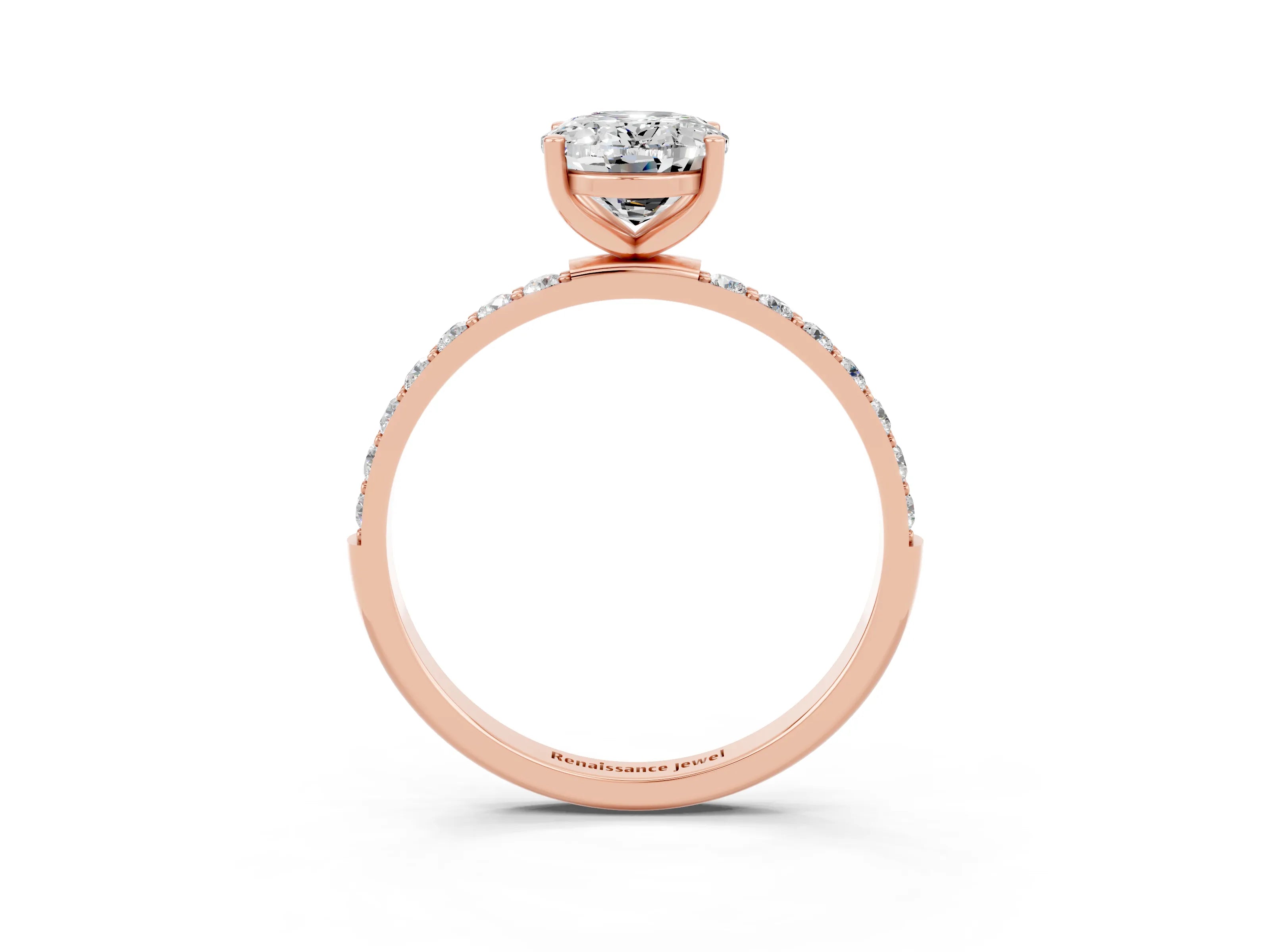 Rose gold Oval Cut Diamond Pavé Band with Six-Prong Setting_3