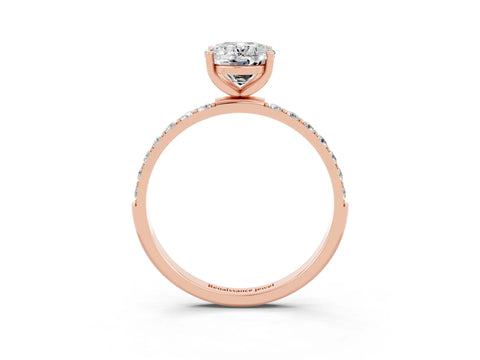 Rose gold Oval Cut Diamond Pavé Band with Six-Prong Setting_3