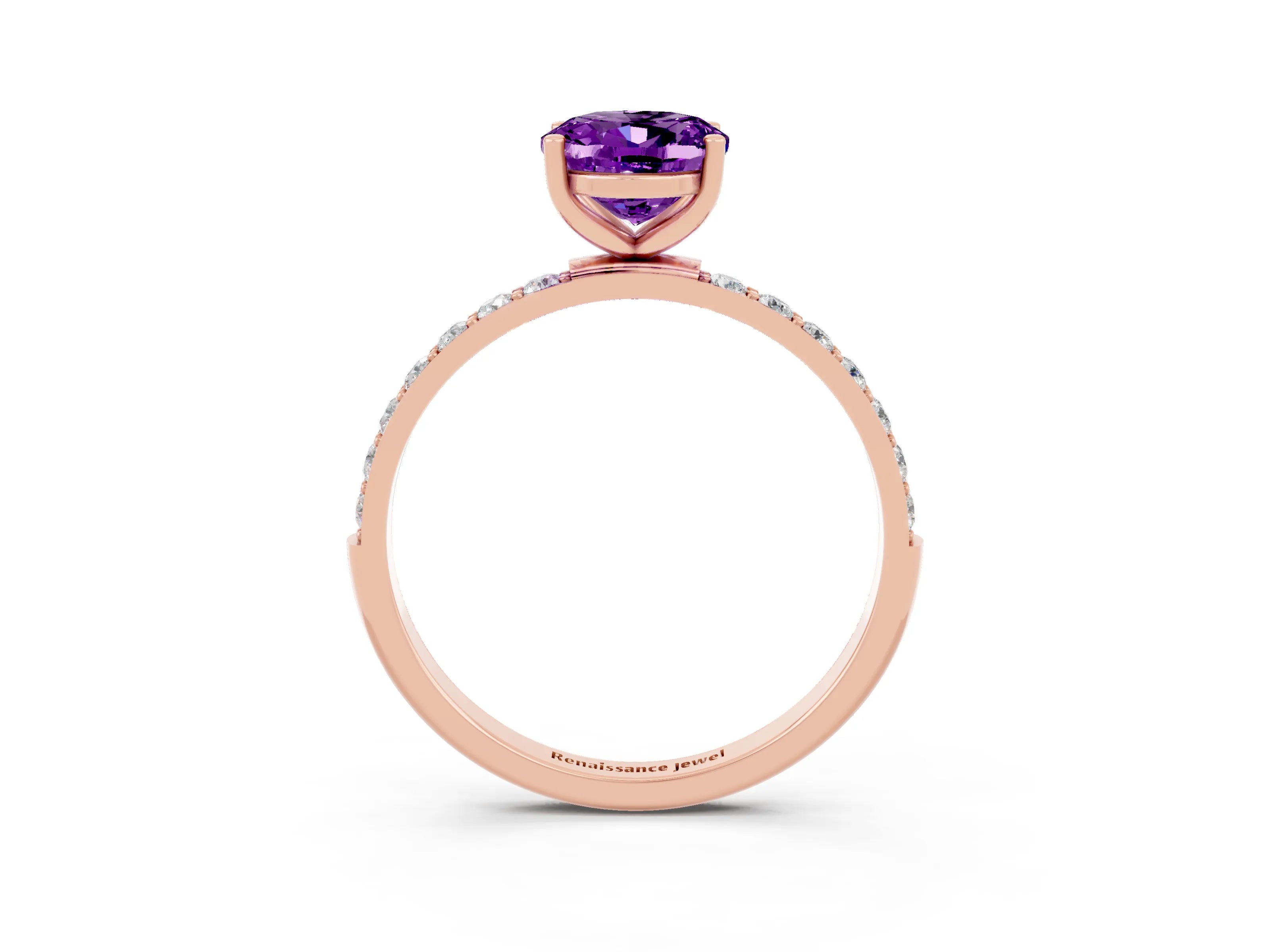 Rose gold Oval Cut Diamond Pavé Band with Six-Prong Setting_3