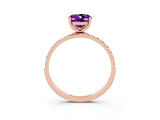 Rose gold Oval Cut Diamond Pavé Band with Six-Prong Setting_3