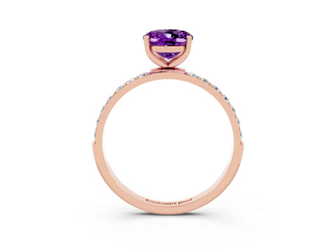 Rose gold Oval Cut Diamond Pavé Band with Six-Prong Setting_3