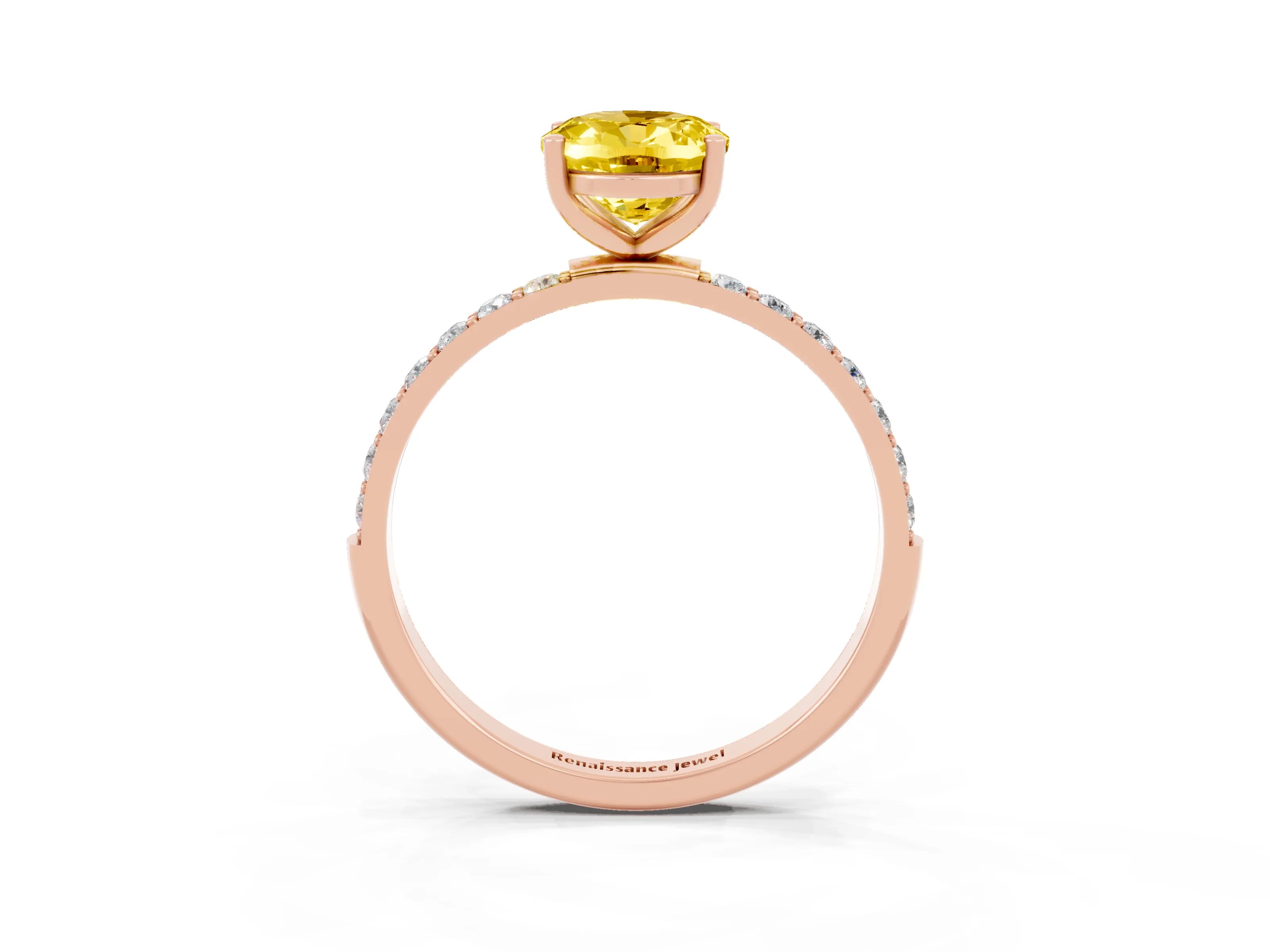 Rose gold Oval Cut Diamond Pavé Band with Six-Prong Setting_3