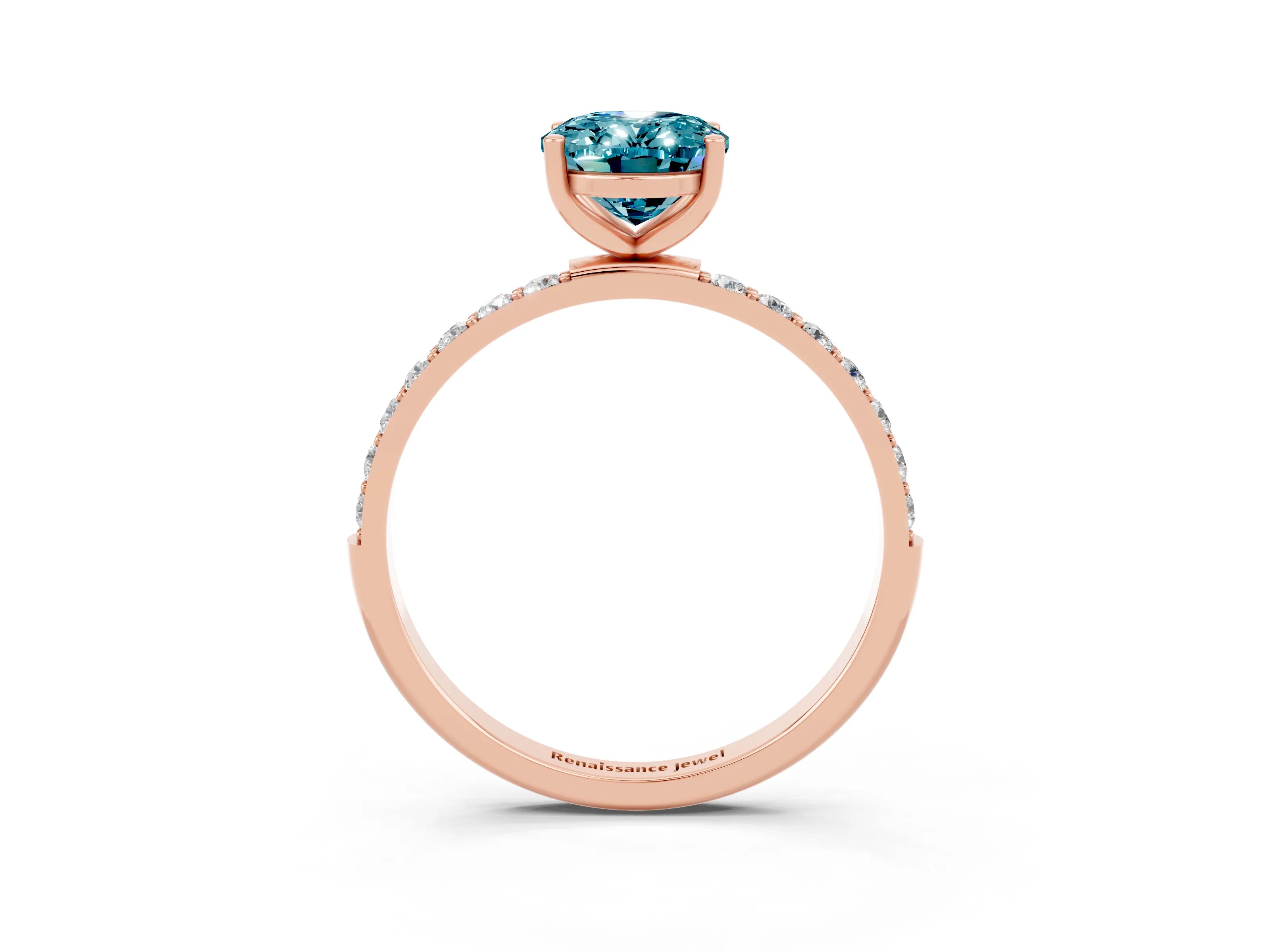 Rose gold Oval Cut Diamond Pavé Band with Six-Prong Setting_3