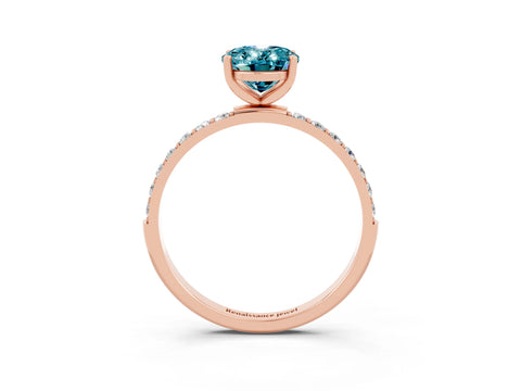 Rose gold Oval Cut Diamond Pavé Band with Six-Prong Setting_3
