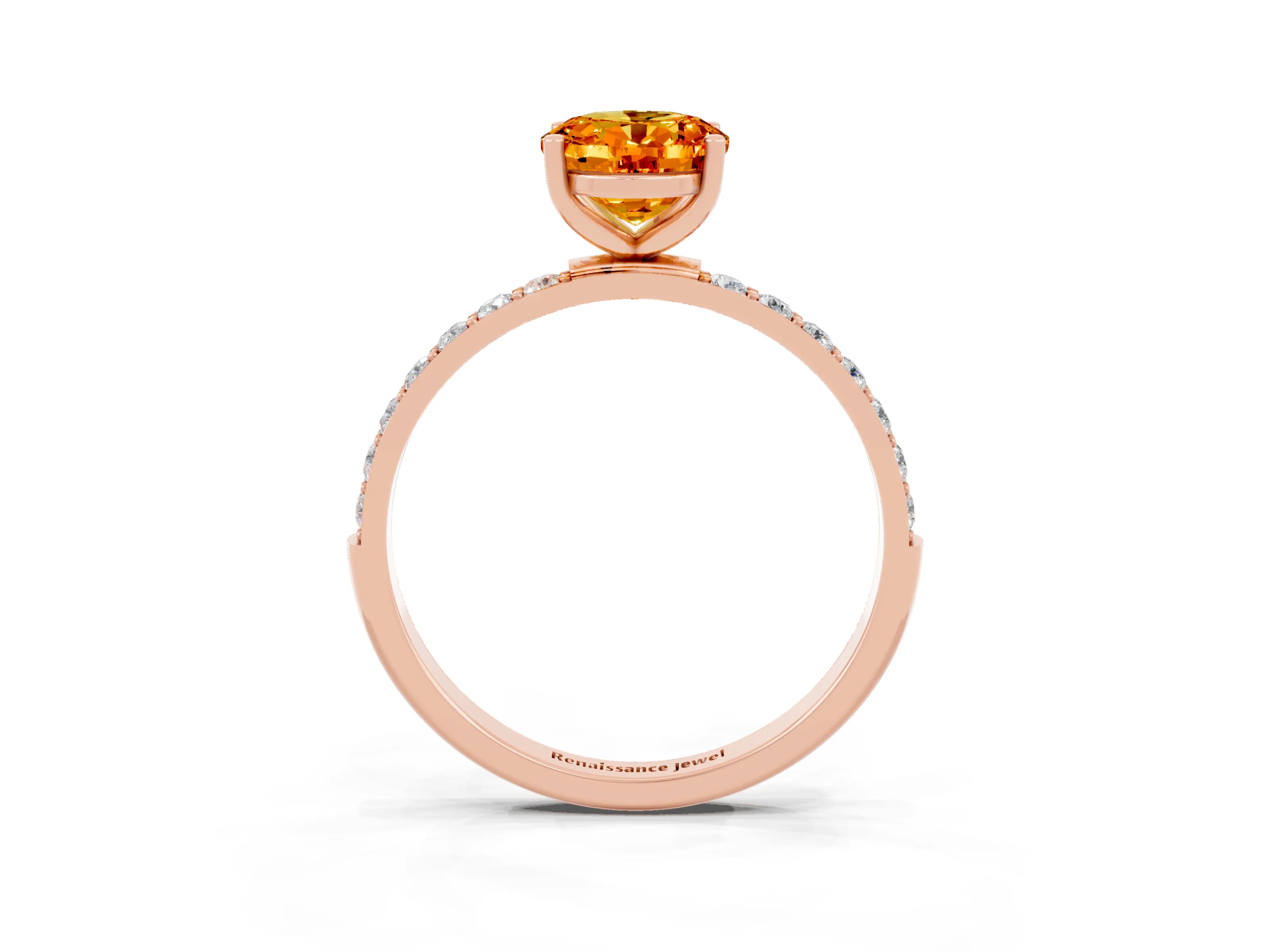 Rose gold Oval Cut Diamond Pavé Band with Six-Prong Setting_3